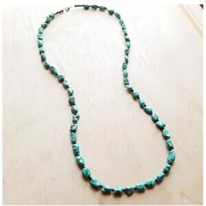 Turquoise and Wood Bead Necklace